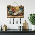 thumbnail image 3 of Wooden Multifunctional Wall Rack for Home Entryway Functional with 4 Hooks and Welcome Sign for Foyer Art Object, 3 of 4