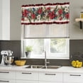 thumbnail image 4 of Christmas Curtain Valances for Windows, Kitchen Valance Window Treatments Panel 2 Pack, Xmas Botanical Poinsettia Balls Red Plaid Rod Pocket Short Curtains for Bathroom Bedroom 54 x 18 Inch, 4 of 8