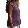 thumbnail image 6 of Aboser Womens Cotton Linen Tank Tops Y2k Flutter Sleeve Shirts Summer Casual V Neck T Shirt Solid Color Sleeveless Tanks Loose Fits Beach Vacation Tshirts, 6 of 9
