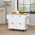 thumbnail image 3 of Kitchen Island Cart with Two Storage Cabinets and Two Locking Wheels，43.31 Inch Width，4 Door Cabinet and Two Drawers，Spice Rack, Towel Rack, 3 of 8