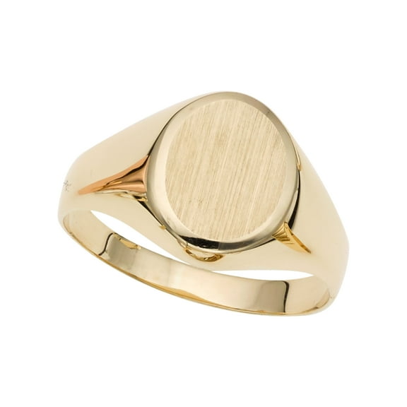 14k Yellow Gold Oval Disc Signet Womens Ring, 7