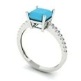 thumbnail image 2 of 2.7ct Asscher Cut Blue Turquoise 18k White Gold Engraving Statement Bridal Wedding Designer Ring Size 7.5, 2 of 5