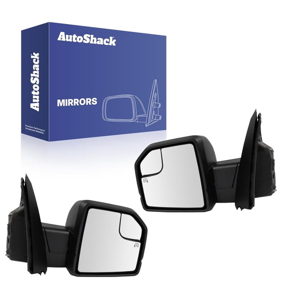 AutoShack Side View Mirrors Power Heated Black | Replacement for 2016-2017 Ford F-150 | Driver and Passenger Side | 2-PC