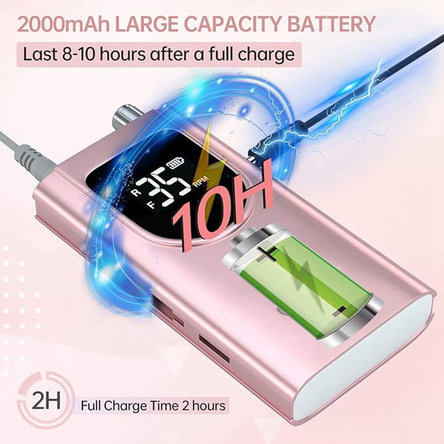DYLA Electric Nail Drill Machine 35000RPM, Portable Nail Drill Rechargeable with 6 Drill Bits, Nail Drills for Acrylic Nails Professional E File Nail Machine Drill Professional