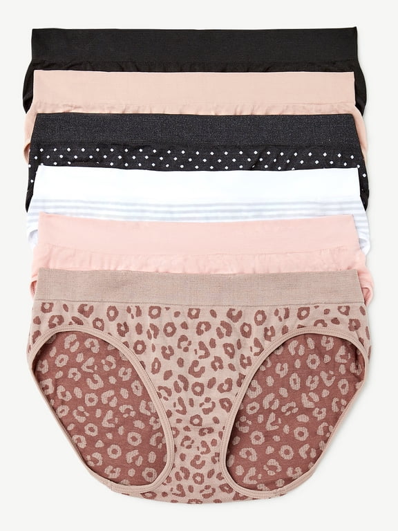 Women's Seamless Bikini Panties, 6-Pack, Sizes XS to 3XL