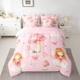 thumbnail image 2 of Feelyou Cute Princess Fairy Bedding Comforter Set 7pcs, Kawaii Mushroom House Queen Bedding Sets, Cute Butterfly Floral Reversible Queen Sheet Sets, Breathable Home Decor, 2 of 7