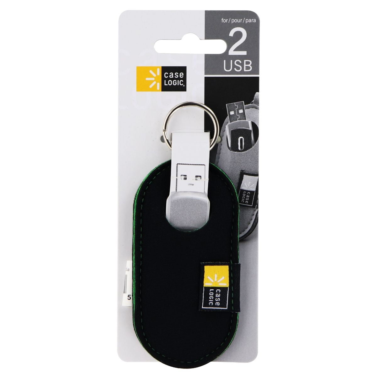 Case Logic Dual USB Flash Drive Case and Keychain Black USB201
