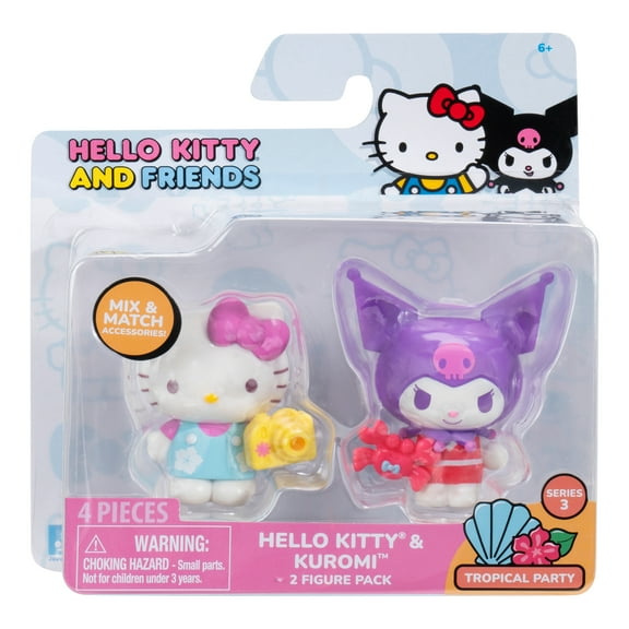 Hello Kitty and Friends Tropical Party 2 Figure Pack - 2 inch Hello Kitty and Kuromi Figures