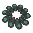 thumbnail image 4 of Juego de 10 fundas para cabezas de palos de golf con patrón de trébol de cuatro hojas, de poliuretano, impermeables y delicadas, para la mayoría de palos, color negro, 4 of 15