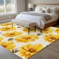 thumbnail image 4 of Golden Chrysanthemum Area Rugs 8'x10', Washable Small Throw Rugs for Living Room Patio, Farmhouse Bees Floral Burlap Indoor Outdoor Rug Non-Slip Low Pile Carpet Runner Reversible Floor Mats, 4 of 8