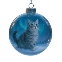 Lwlmwt Cute Cat Christmas Glass Ornaments,Playful Animal 3D Glass Ball Decorations,Cat Lover Gifts,for Xmas Home Party Centerpiece Mantel Decor