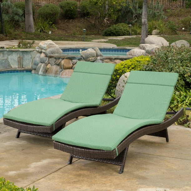 Anthony Outdoor Wicker Adjustable Chaise Lounge with Cushion, Set of 2