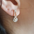 thumbnail image 3 of Dazzlingrock Collection 14K Round Blue Sapphire & White Diamond Ladies Halo Style Dangling Drop Earrings, Yellow Gold, 3 of 5