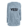 thumbnail image 4 of Black and Friday Deals 2023 Cotonie Solid Color Printed Round-Neck Fuzzy Fleece Pullover for Women Thick Thermal Sweather Warm Plush Long Sleeve Surcoat with Pockets,Light Blue,M, 4 of 4