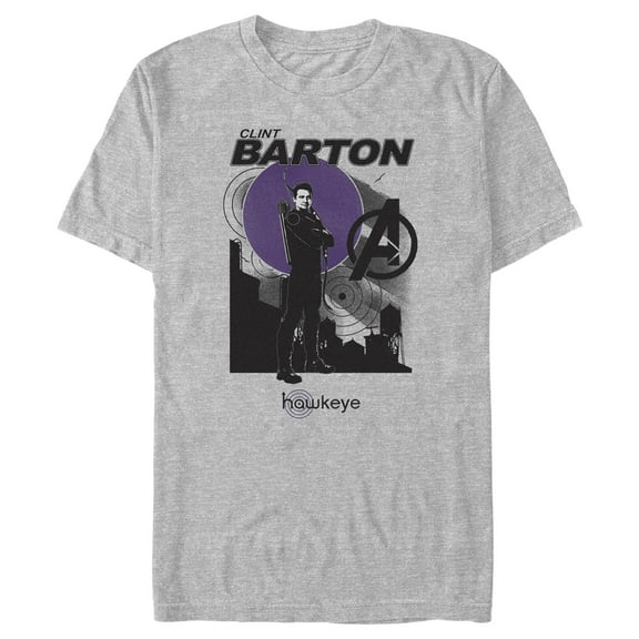 Men's Marvel Hawkeye Clint Barton Portrait  Graphic Tee Athletic Heather Large