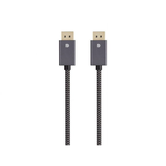 Monoprice DisplayPort 1.4 EasyPlug Nylon Braided Cable - 3 Feet - Gray (10 Pack) 8K@60Hz, Up to 32.4 Gbps, Compatible with PC, Laptop, TV, Projector