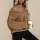 thumbnail image 4 of Top de chaqueta de felpa con botones a la moda de manga larga y cuello en V grande para mujer Pompotops gfhjh5542, 4 of 7