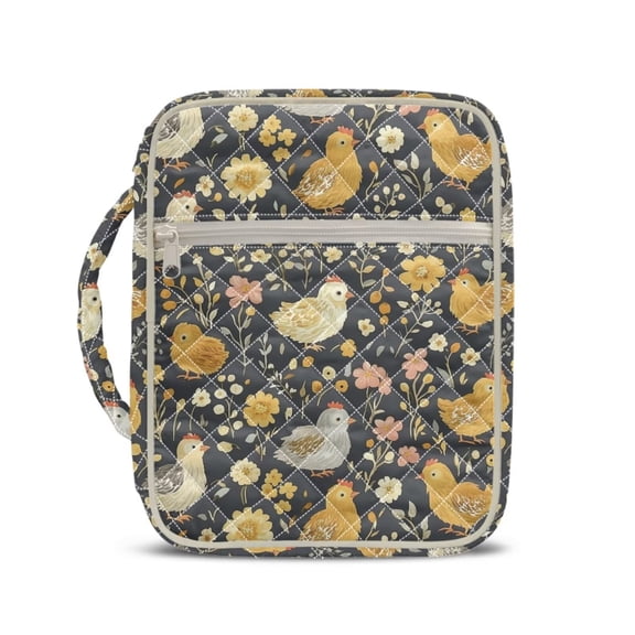 FUIALDOLG Chicken Bible Cover Case for Women Waterproof Bible Case for Women Quilted Bibles Study Supplies Accessories with Pocket for Spiritual Travel