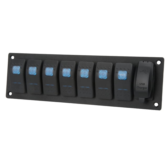 Marine Toggle Switch Panel, Dual USB Charger On Off Rocker Switch Panel IP66 Waterproof Sturdy For Boats For RVs