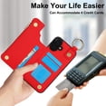 thumbnail image 5 of Wallet Case for iPhone 16 with Shoulder Strap & RFID Blocking Card Slots Holder Kickstand & Finger Ring, Magnetic Flip Folio Zipper Purse Case, PU Leather Cover Handbag, Red, 5 of 8