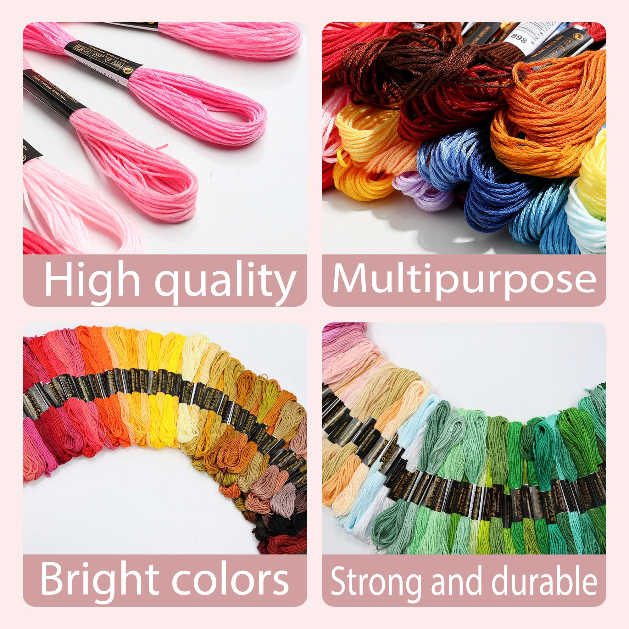 Embroidery Thread Friendship Bracelet String Premium Rainbow Color Floss Bobbins Needl Epoint thread Variegated Floas  for Cross Stitch, Hand Embroidery, String Art