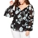 thumbnail image 1 of Blusa Floral I-N-C para mujer negro 1X, 1 of 1