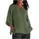 thumbnail image 2 of Puntoco 2024, tops a la moda de verano para mujer, moda de verano para mujer, cuello en V, ocio, manga tres cuartos, tops lisos, 2 of 5