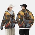 thumbnail image 4 of Gukieu Flower Field Cute Bulldog Print Sun Protection Hoodies for Men and Women, Zippered Long-sleeved Quick-drying UV Protection Shirts, Suitable for Sports, Swimming, Fishing-XX-Large, 4 of 7