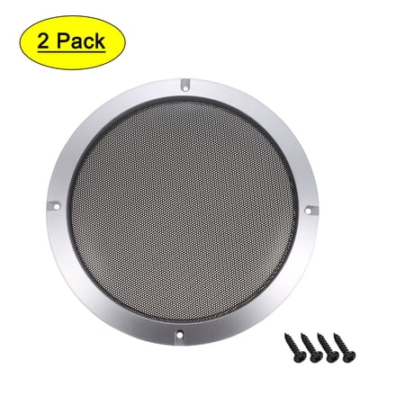 2pcs 8 Speaker Grill Mesh Decorative Circle Woofer Guard Protective Cover Audio Accessories Silver