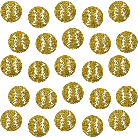 Double Side Gold Glitter Paper Baseball Confetti for Birthday Party Baby Shower Baseball Theme Party Decoration, 100pcs