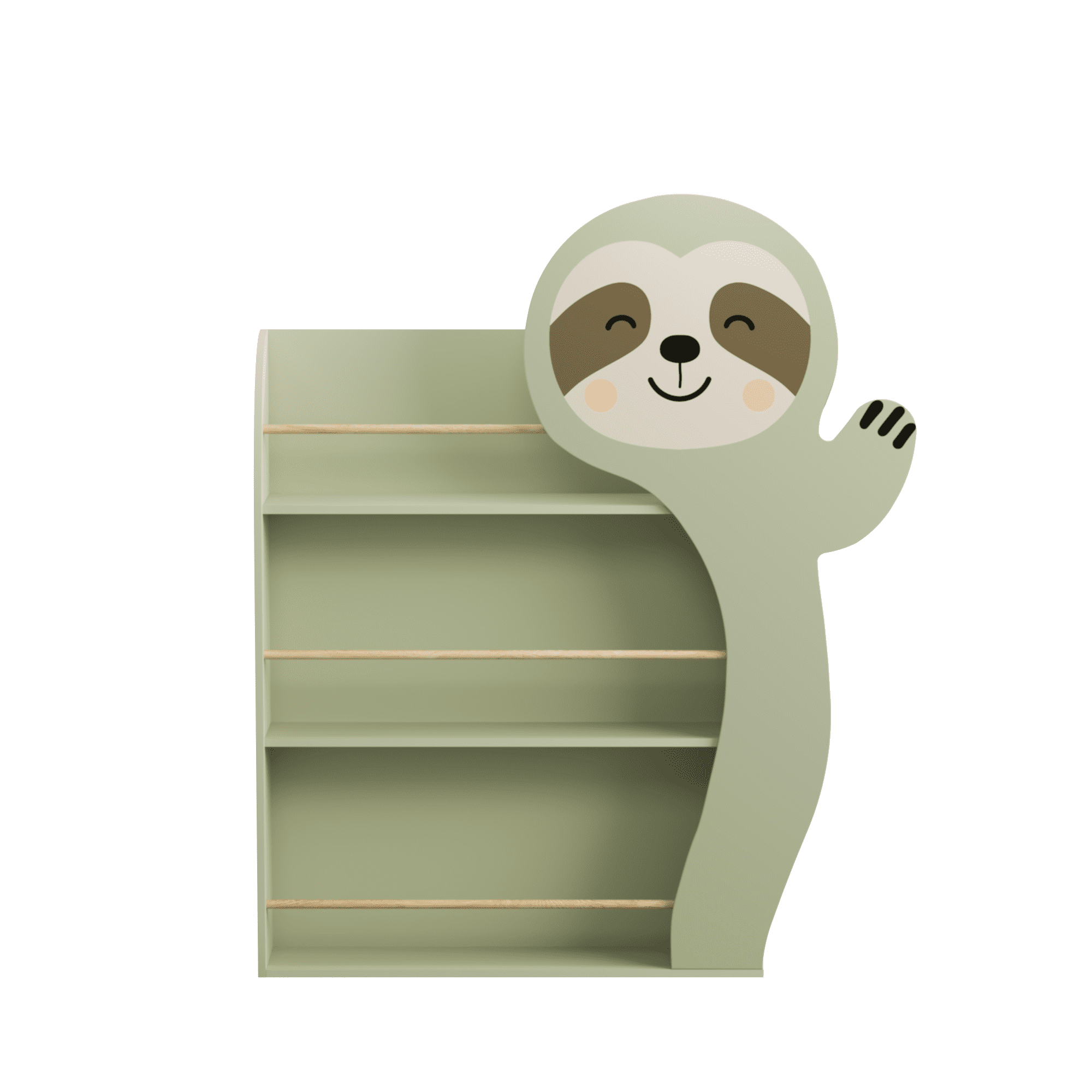 Kids Furniture Sloth Kids Bookshelf, Front-Facing Toddler Book Display Rack with 3 Tiers, Cute Animal Design, Wooden Nursery Bookshelf for Playroom, Bedroom & Reading Corner, Safe & Sturdy Storage O