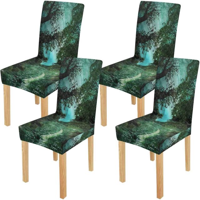Funda protectora para silla elástica ABPHQTO Pathway in The Green Magic Forest Juego de 4