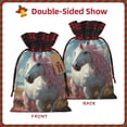 thumbnail image 2 of Rocae Flower White Horse (2) Print Christmas Drawstring Linen Gift Bag with Drawstrings Treat Bag Goody Present Bags for Christmas Party Favor, 2 of 8