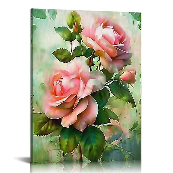 JRXY Beautiful Roses - Vintage Watercolor Floral Aesthetic Wall Art - Suitable for Farmhouse Home Living Room Decor Bedroom Wall Decor - Gift for Women 12x16 in