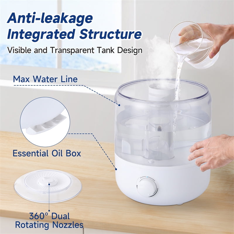 3L Humidifier, Cool Mist Humidifier for Babies, Bedroom, Nursery, Home and Office, High Precision Humidity Sensor, Plants, Large Capacity