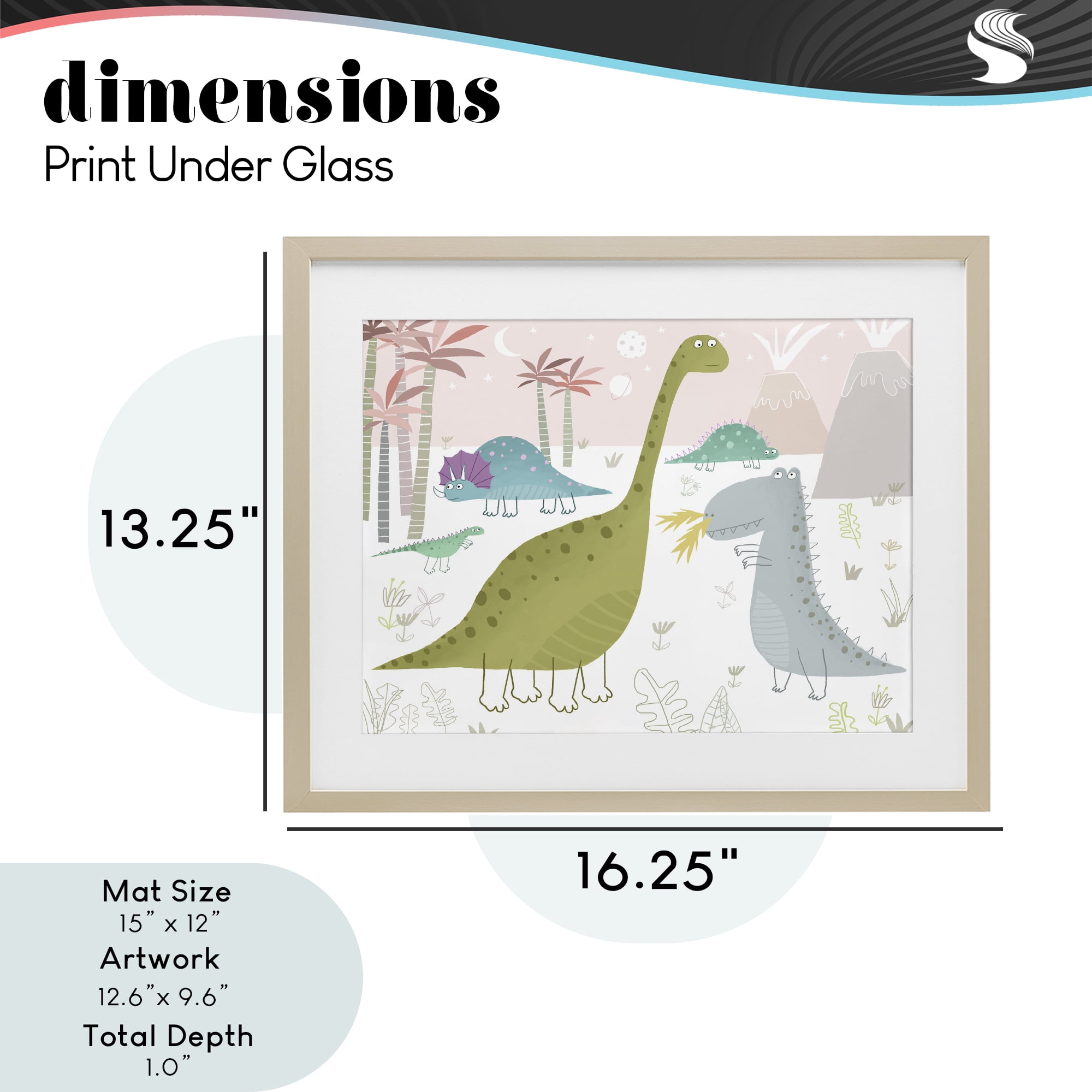 Stupell Industries Earthy Jurassic Dinosaurs Birch Framed Print Under Glass, design by Carla Daly