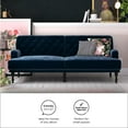 DHP Ruby Upholstered Futon, Convertible Sofa Bed & Couch, Blue Velvet