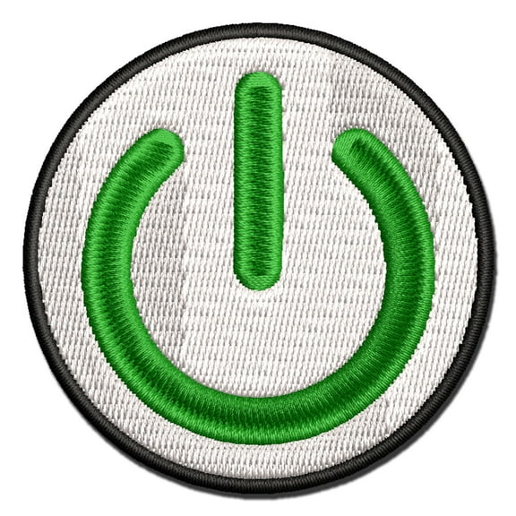 Power Button Symbol On Off Applique Multi-Color Embroidered Iron-On Patch - 2.5 Inch Small