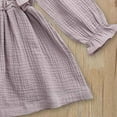 thumbnail image 5 of Splozh Robe d'Automne pour Filles Tout-Petits Enfants Bébé Fille en Lin Uni à Boutons à Volants Robe de Fête Vêtements Violet, 2-3 Ans, 5 of 5