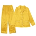 thumbnail image 2 of GILIGEGE Christmas Family Pajamas Matching Sets Satin Long Sleeve Button Down Comfy Loungewear Holiday Casual Soft Xmas Pjs Yellow 160, 2 of 8