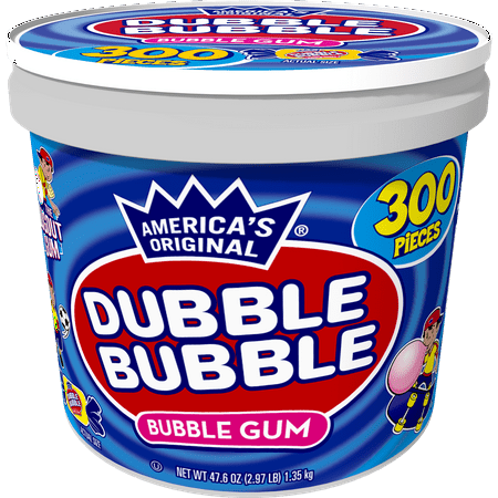 Dubble Bubble Gum, Individually Wrapped, 300 Pieces in resealable tub