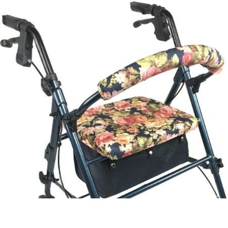 Womens Stretch Walker - Crutcheze Designer Floral Rollator Walker Seat and Backrest Covers Designer Fashion Accessories Made in USA