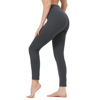 Leggings foderati in pile da donna a vita alta controllo della pancia pantaloni termici da yoga casual slim fit invernali caldi collant spessi, Nero, L