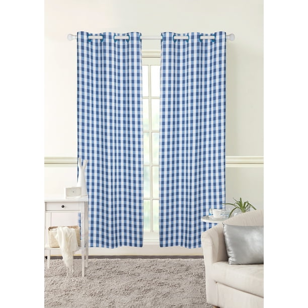 Mainstays Gingham Check Room Darkening Grommet Single Curtain Panel