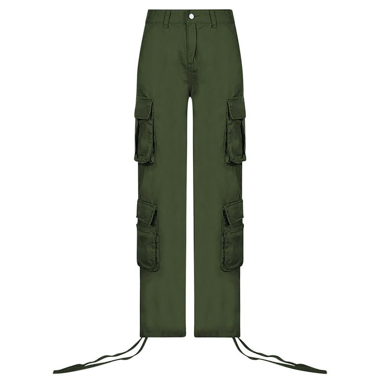 Relaxed Fit Women's Cargo Pants Y2K Teen Girls High Waist Parachute Pants  Wide Leg Baggy Pants Elastic Jeans Trousers, Army Green, Small : :  Clothing, Shoes & Accessories