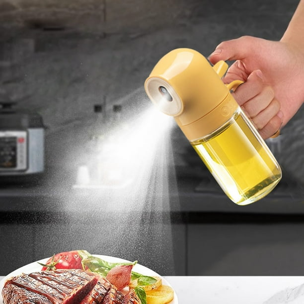 Botella de Vidrio con Atomizador para Aceite de Cocina - Pulverizador de Aceite a Prueba de Fugas de 8 Oz con Rociador de Niebla Fina, Dispensador de Aceite de Oliva Saludable Sin Aerosol (Blanco, Am