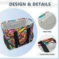 thumbnail image 4 of Colorful Futuristic Graffiti Reusable Grocery Bags with Handle Side Pocket Waterproof Shopping Portable Tote, 4 of 8