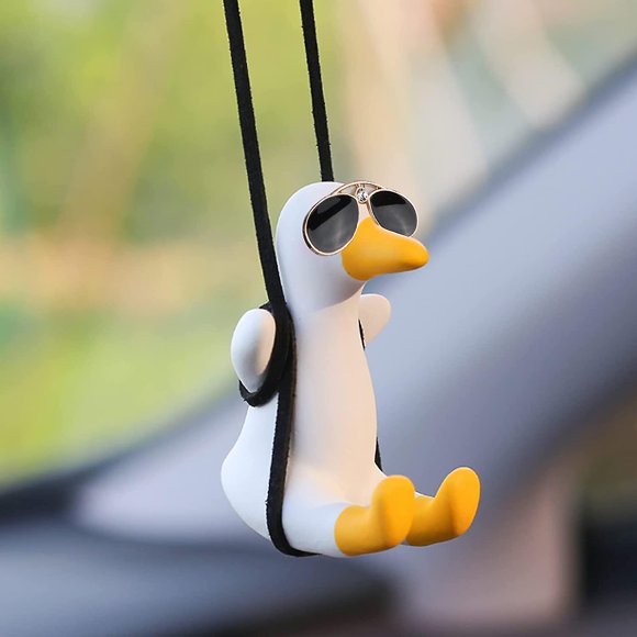 Car Ornaments, Cute Swinging Duck With Sunglasses Pendant Swinging Duck Car