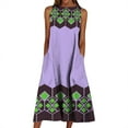 thumbnail image 1 of Fridja Robe d'Été Imprimée pour Femmes Vacances à la Plage Col Rond Grande Poche Maxi Robe, 1 of 5