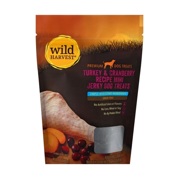 Wild Harvest Dog Treats - Turkey & Cranberry Jerky, 6 oz - (Case of 6)